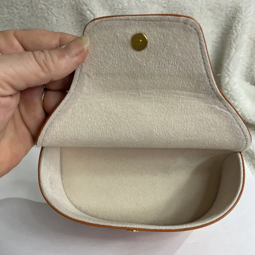 Tory Burch Orange Gold Logo Sunglasses Case Hard Sided